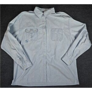 Shaver Lake Men's Light Blue Chambray Work Shirt Utility Pockets Outdoors Size L